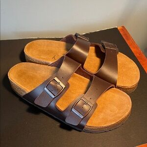 Brown Double Strap unisex Sandals by Roanoke size 40